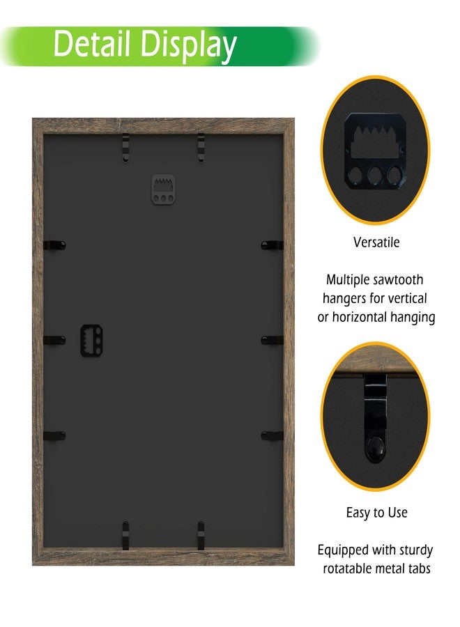 FrameWorks 11x14 Driftwood Wooden Shadow Box Frame - Soft Felt Back, Tempered Glass, and Included Elegant White Ball Push Pins - Image 4
