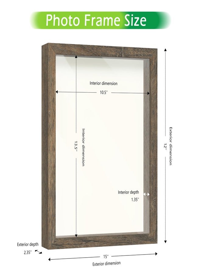 FrameWorks 11x14 Driftwood Wooden Shadow Box Frame - Soft Felt Back, Tempered Glass, and Included Elegant White Ball Push Pins - Image 2