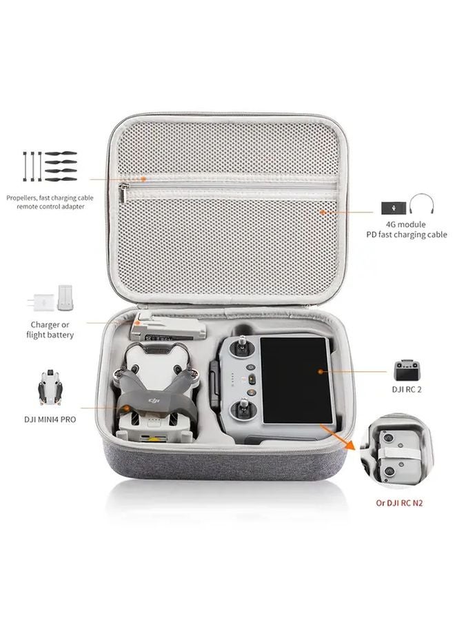 DJI Mini 4 Pro Drone Storage Bag Grey Portable Tote For RC 2 RC N2 - Image 4