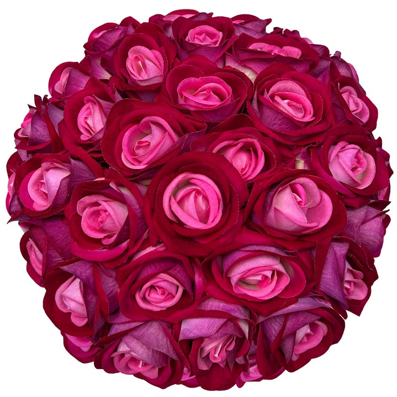 FagusHome 30 Pcs Silk Rose Artificial Flowers Roses Bulk Bouquet Fake Flowers Rose Heads with Stems for Home Wedding Decor (Red Pink) - Image 1