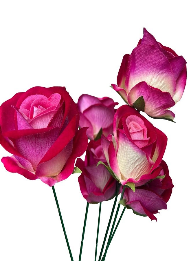 FagusHome 30 Pcs Silk Rose Artificial Flowers Roses Bulk Bouquet Fake Flowers Rose Heads with Stems for Home Wedding Decor (Red Pink) - Image 4