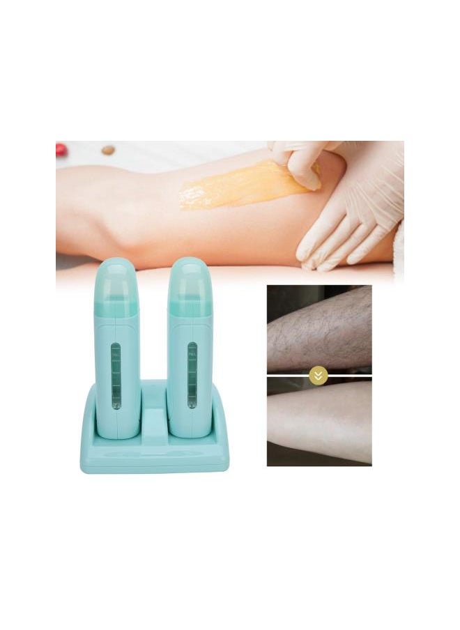 Generic - Waxing Machine Hair Removal Kit, Hair Removal Wax Heater Double Wax Heater Wax Heater Hair Removal Wax Machine Cyan Painless For Home Wax Warmer (110V,Us) - Image 1