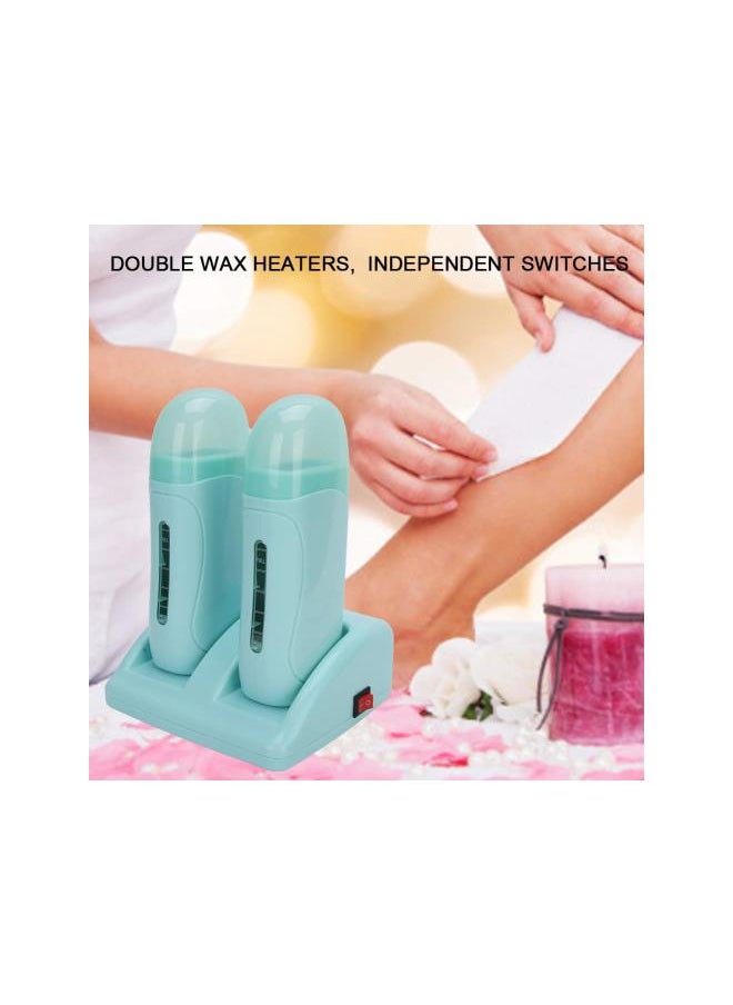 Generic - Waxing Machine Hair Removal Kit, Hair Removal Wax Heater Double Wax Heater Wax Heater Hair Removal Wax Machine Cyan Painless For Home Wax Warmer (110V,Us) - Image 1