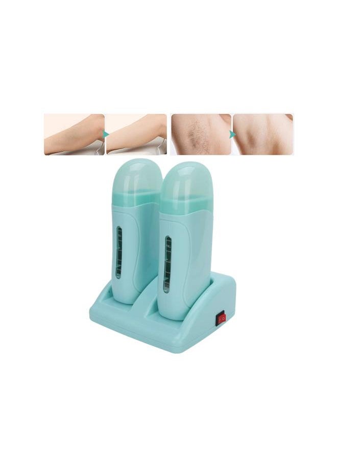 Generic - Waxing Machine Hair Removal Kit, Hair Removal Wax Heater Double Wax Heater Wax Heater Hair Removal Wax Machine Cyan Painless For Home Wax Warmer (110V,Us) - Image 1