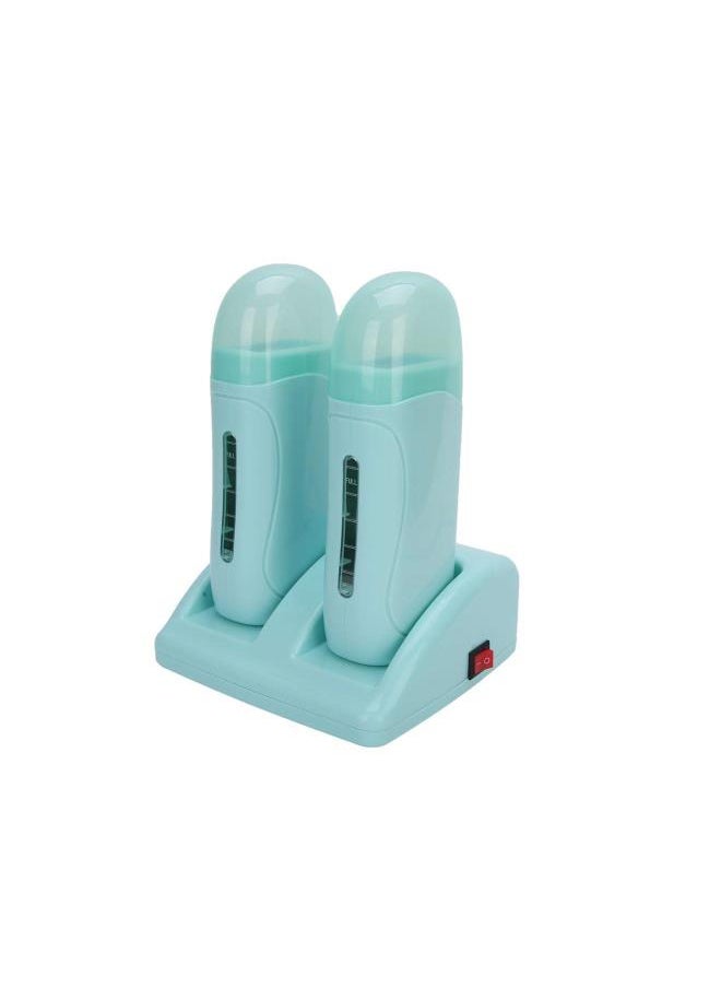 Generic - Waxing Machine Hair Removal Kit, Hair Removal Wax Heater Double Wax Heater Wax Heater Hair Removal Wax Machine Cyan Painless For Home Wax Warmer (110V,Us) - Image 1