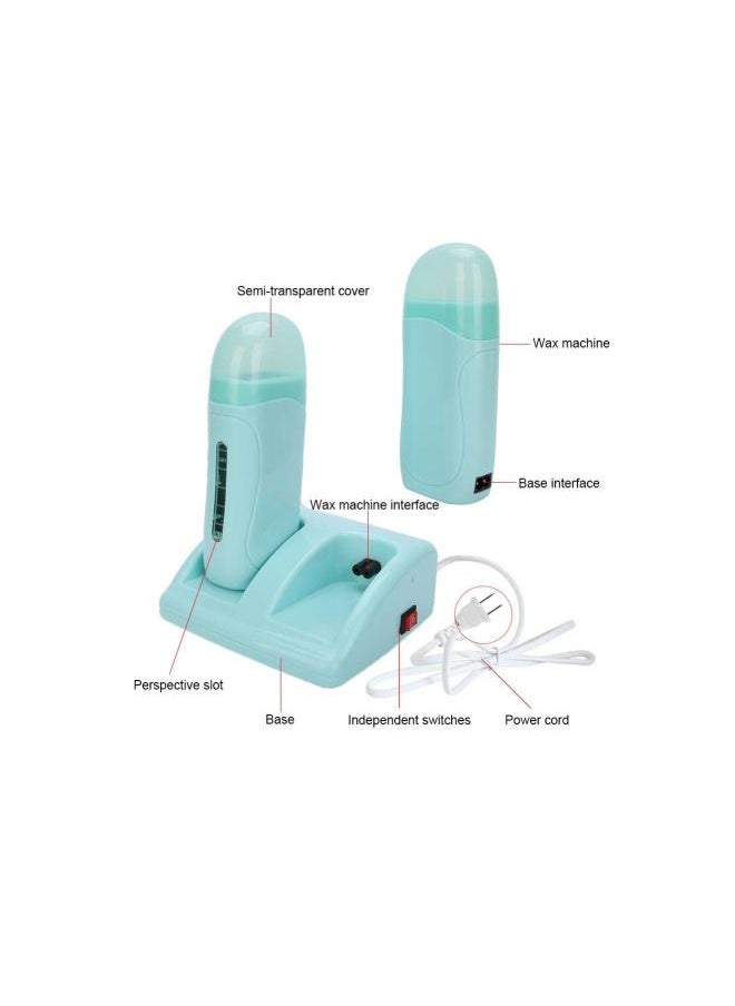Generic - Waxing Machine Hair Removal Kit, Hair Removal Wax Heater Double Wax Heater Wax Heater Hair Removal Wax Machine Cyan Painless For Home Wax Warmer (110V,Us) - Image 1