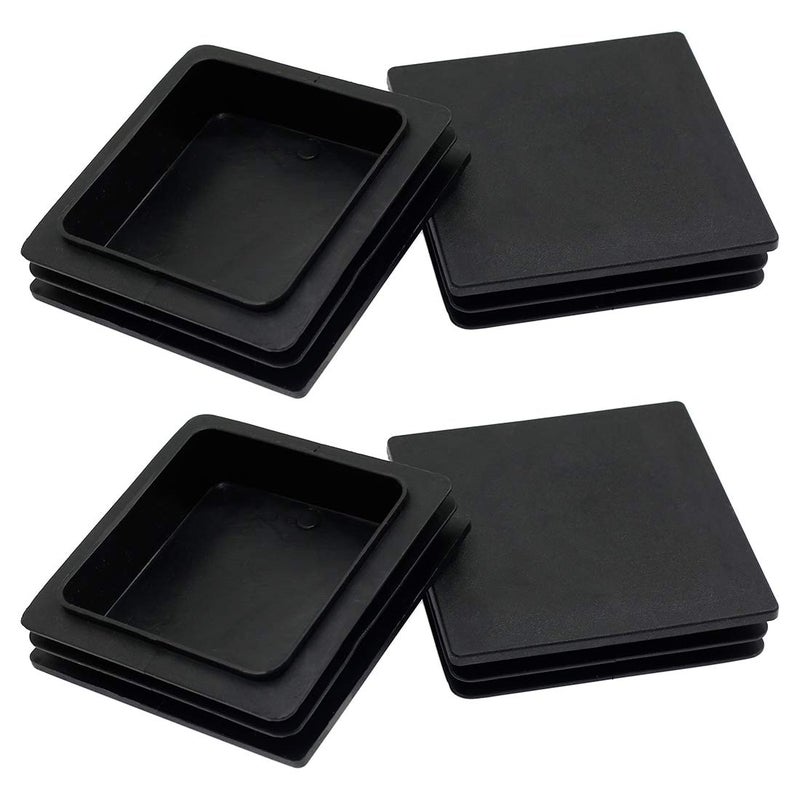 Suiwotin 4Pack 100mm 4 Inch Square Plastic Plugs End Caps for Square TubingBlack