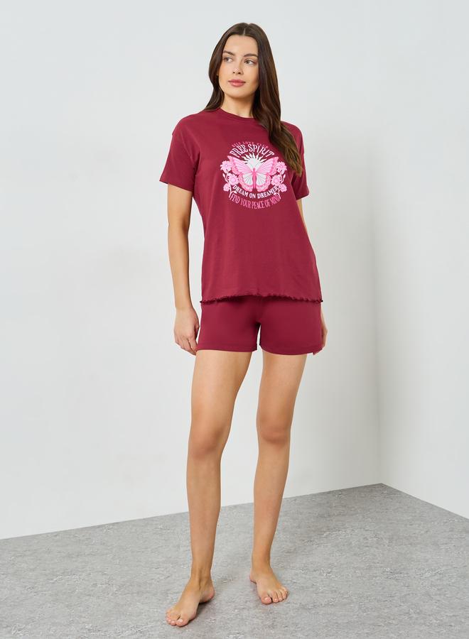 Styli Self Love Butterfly Print Top and Shorts Set - Image 2