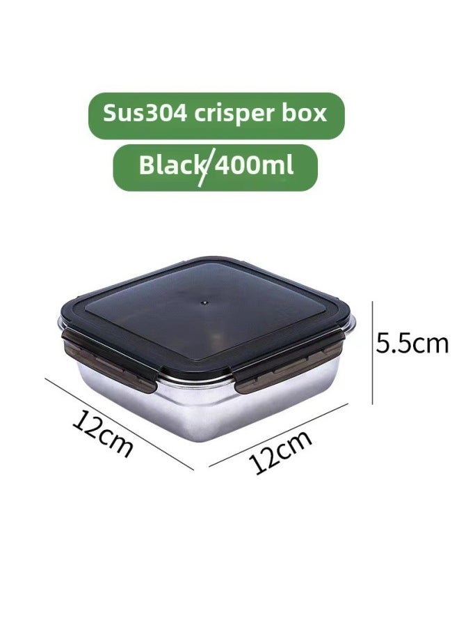 Generic Factory Direct 304 Stainless Steel Fresh-keeping Box Refrigerator Sealed Box Storage Box Fruit And Vegetable Pickle Bucket Lunch Box-Specifications:Square 400ml  - Image 1