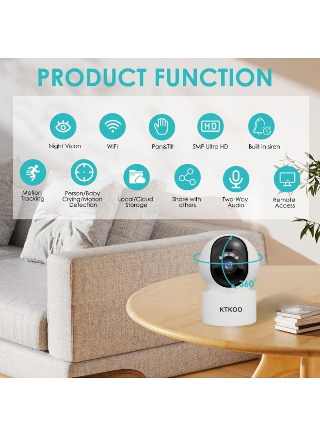 GO-DES 360 Degree Home Security Camera, Indoor Security Camera Ultra Clear Picture Quality with Dual Light Sources - Image 3