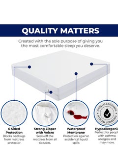 Bedsure Bedsure Waterproof Super King Zipped Bed Bug Mattress Protector - anti Allergy dust mite mattress cover, fully Mattress Encasement with Zip super king (182 x 200 +30cm)  - Image 2