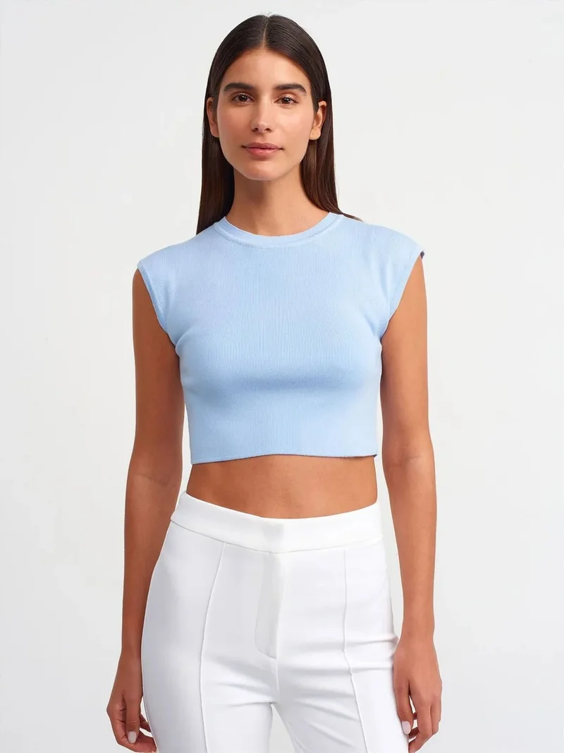 ديلفين DILVIN Women's Sleeveless Ribbed Crop T-Shirt