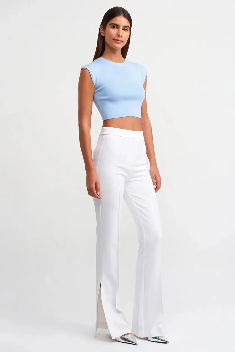 Dilvin Baby Blue DILVIN Women's Sleeveless Ribbed Crop T-Shirt for Women | Best Price UAE