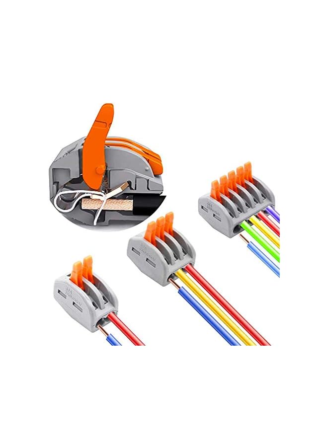 The Bros 60 PCS Lever Nut Wire Connectors, Electrical Connector Assortment Pack Compact Splicing Connector Kit for Wires Solid Stranded Flexible Wires, 2 Port, 3 Port, 5 Port - Image 4