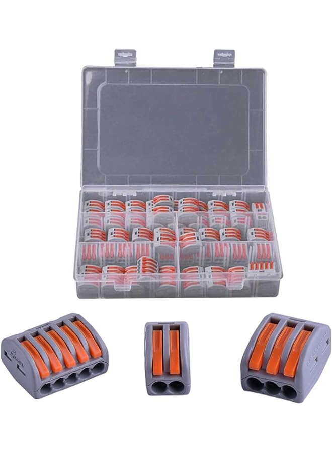 The Bros 60 PCS Lever Nut Wire Connectors, Electrical Connector Assortment Pack Compact Splicing Connector Kit for Wires Solid Stranded Flexible Wires, 2 Port, 3 Port, 5 Port - Image 1