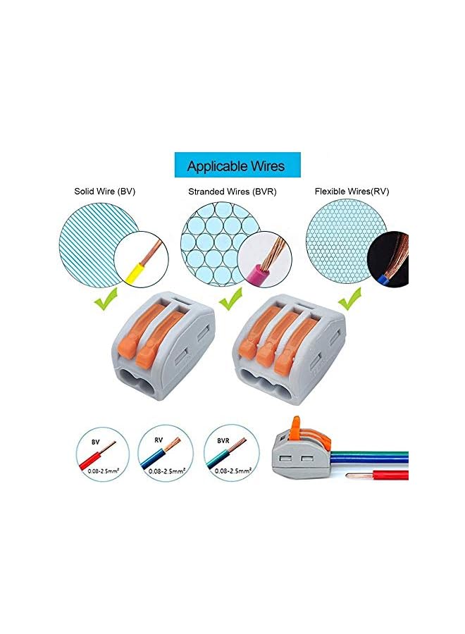 The Bros 60 PCS Lever Nut Wire Connectors, Electrical Connector Assortment Pack Compact Splicing Connector Kit for Wires Solid Stranded Flexible Wires, 2 Port, 3 Port, 5 Port - Image 5