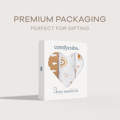 Comfy Cubs Easy Swaddle Blanket, 3 Pack - 100% Cotton Newborn Wrap, Large for 3-6 Months Infants, with Adjustable Velcro, Breathable and Durable Sleep Sack for Babies - Rainbow Bohemian - Image 5