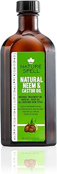 Nature Spell Neem Castor Oil for Hair Skin 150 ml Pure and Natural Neem Oil and Castor Oil for Healthy Shiny Hair Body Oil to target acne and dry skin Made in the UK - Image 1