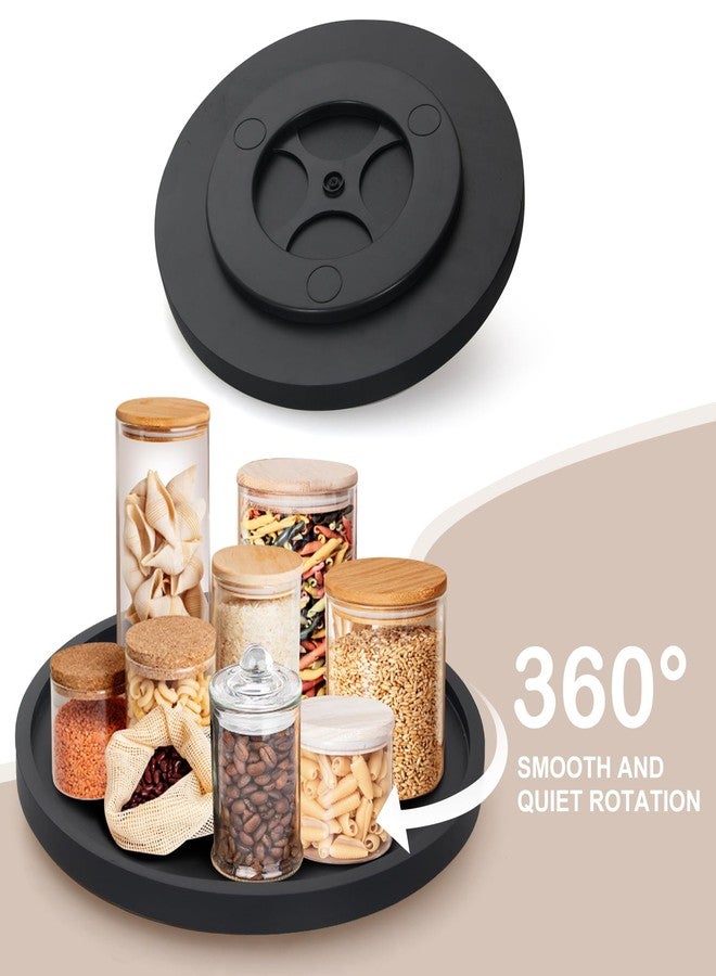 Ayiaren 12" Black Wood Lazy Susan Cabinet Turntable Round Bathroom Vanity Organizer Tray Decorative Wooden Lazy Susans for Dining Table Top Kitchen Sink Countertop Large Lazy Susan Rotating Tray Spice Rack - Image 3