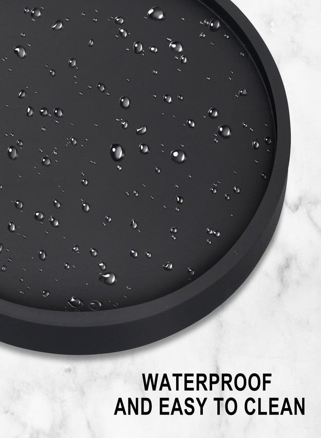 Ayiaren 12" Black Wood Lazy Susan Cabinet Turntable Round Bathroom Vanity Organizer Tray Decorative Wooden Lazy Susans for Dining Table Top Kitchen Sink Countertop Large Lazy Susan Rotating Tray Spice Rack - Image 4