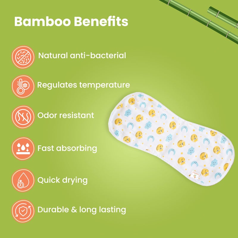 FawnFeel Swaddle + Burp Cloth for Newborn Baby, Infants I 100% Bamboo Fabric I Breathable, Soft & Lightweight I Cat & Moon Print I Size 110x110cm (Pack of 2) - Image 3