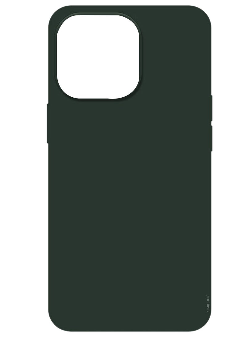 Silicone Case Cover for Apple iPhone 15 Plus, Slim Protective Cover with Microfiber Lining, Drop Protection - Dark Green - Image 1