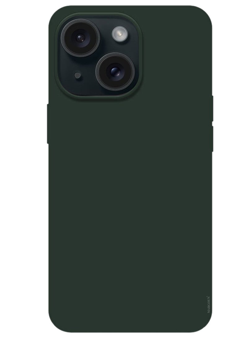 Silicone Case Cover for Apple iPhone 15 Plus, Slim Protective Cover with Microfiber Lining, Drop Protection - Dark Green - Image 4