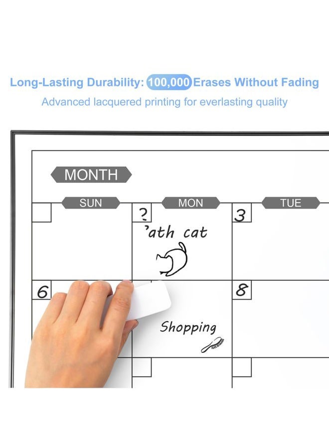 ARCOBIS Monthly Calendar Whiteboard, 24" x 18" Magnetic Dry Erase Calendar with Black Frame, Wall Hanging Planner for Home, Office, School - Image 3