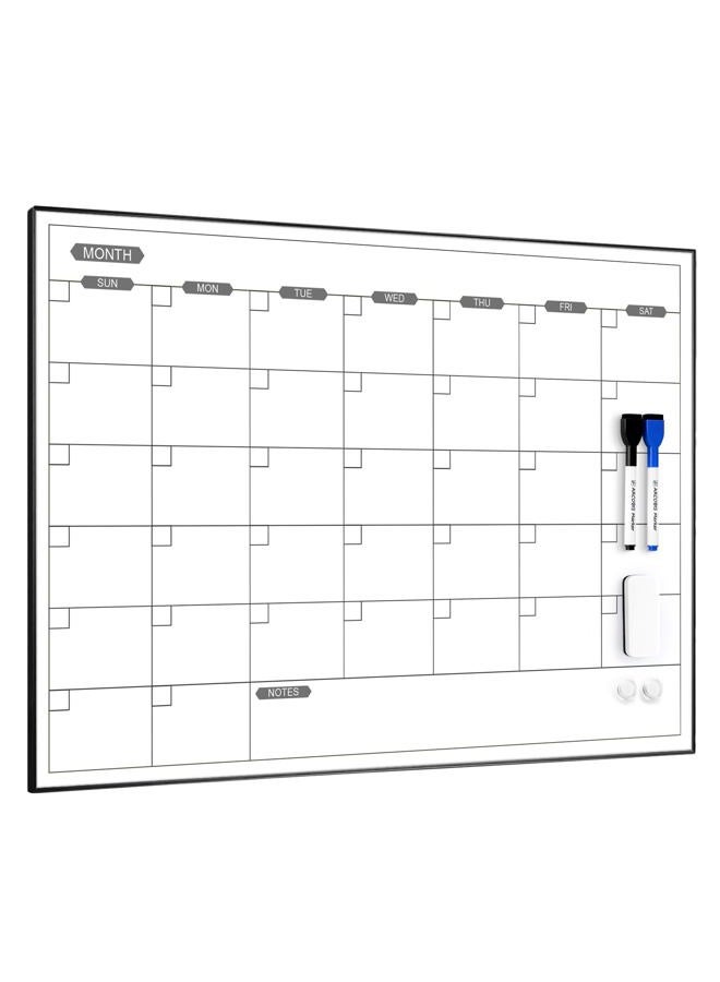 ARCOBIS Monthly Calendar Whiteboard, 24" x 18" Magnetic Dry Erase Calendar with Black Frame, Wall Hanging Planner for Home, Office, School - Image 1