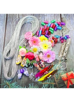 RechicGu 73Pcs Flowers Butterfly Hair Braids Dreadlock Dreads Filigree Cuff Accessories Beard Clips Pins Tube Beads Handmade Feather Lotus Tree Of Life Locs Hair Extension Jewelry 328Feet Metallic Cord Silver  - Image 4