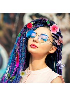 RechicGu 73Pcs Flowers Butterfly Hair Braids Dreadlock Dreads Filigree Cuff Accessories Beard Clips Pins Tube Beads Handmade Feather Lotus Tree Of Life Locs Hair Extension Jewelry 328Feet Metallic Cord Silver  - Image 3