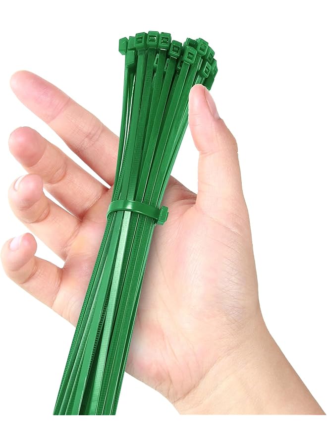 erorex 8 Inch Cable Ties 18Lbs Nylon Wire Zip Tie Adjustable Assortment Cord Management For Home Office Gardening Green 100Pcs） - Image 1