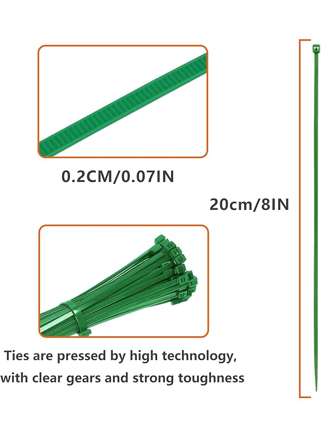 erorex 8 Inch Cable Ties 18Lbs Nylon Wire Zip Tie Adjustable Assortment Cord Management For Home Office Gardening Green 100Pcs） - Image 2