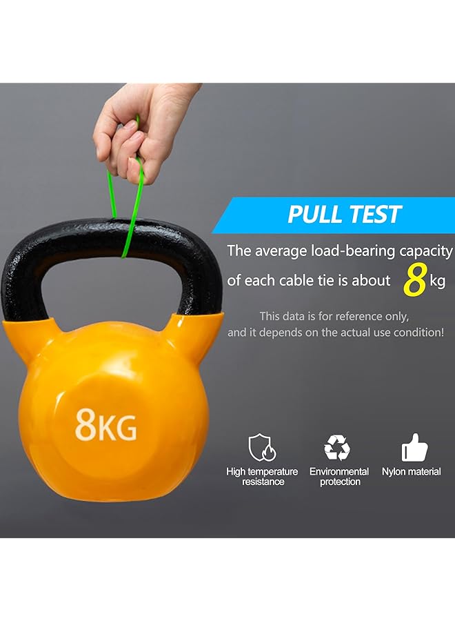 erorex 8 Inch Cable Ties 18Lbs Nylon Wire Zip Tie Adjustable Assortment Cord Management For Home Office Gardening Green 100Pcs） - Image 4