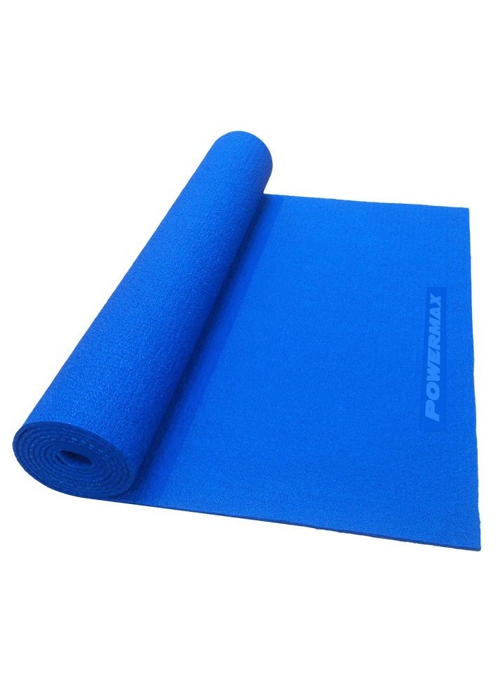 PowerMax Fitness 4mm Thick Premium Exercise Blue Color Yoga Mat Ultra-Dense, Non-Slip, Eco-Friendly with Moisture-Resistant Cushioning for Optimal Comfort and Stability  - Image 1