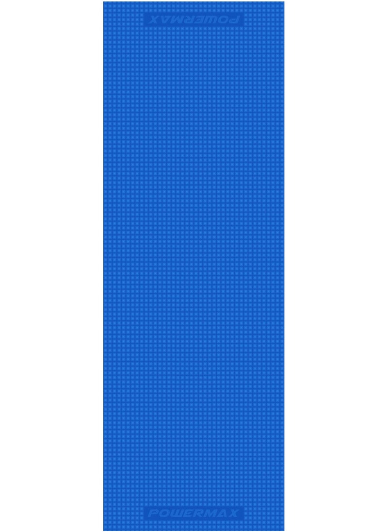 PowerMax Fitness 4mm Thick Premium Exercise Blue Color Yoga Mat Ultra-Dense, Non-Slip, Eco-Friendly with Moisture-Resistant Cushioning for Optimal Comfort and Stability  - Image 2