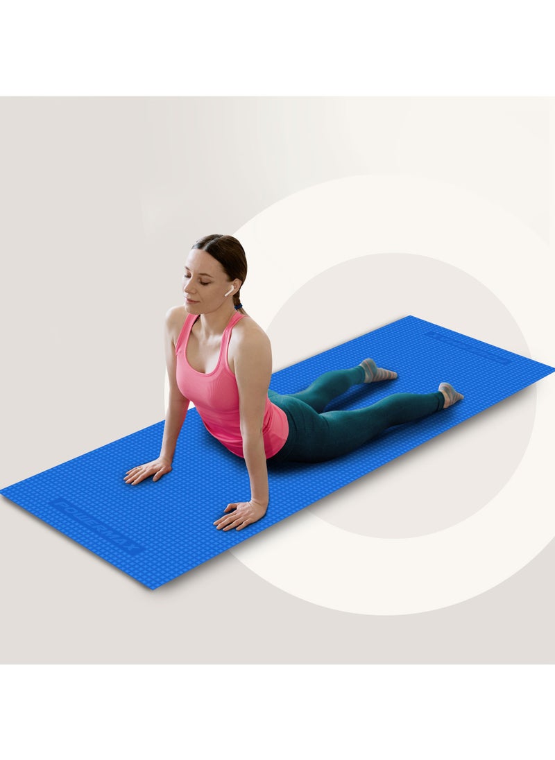 PowerMax Fitness 4mm Thick Premium Exercise Blue Color Yoga Mat Ultra-Dense, Non-Slip, Eco-Friendly with Moisture-Resistant Cushioning for Optimal Comfort and Stability  - Image 3
