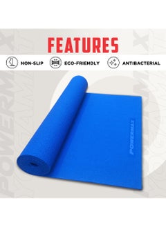 PowerMax Fitness 4mm Thick Premium Exercise Blue Color Yoga Mat Ultra-Dense, Non-Slip, Eco-Friendly with Moisture-Resistant Cushioning for Optimal Comfort and Stability  - Image 5