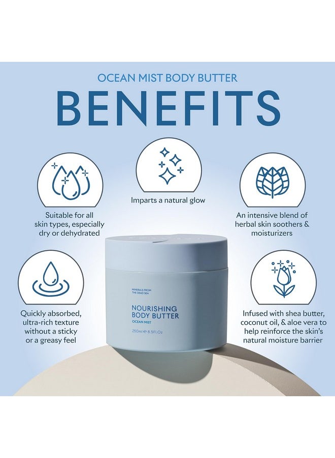 Seacret - SEACRET OCEAN MIST BODY BUTTER: Hydrating Body Moisturizer Cream with Shea and Cocoa Butter, Vitamins E & C, and Dead Sea Minerals for All Skin Types, 8.5 FL. OZ, Ocean Mist - Image 1