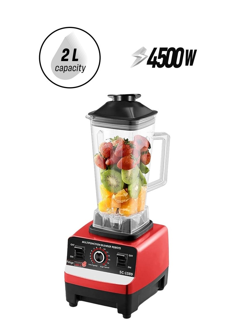 vesus - Multifunctional Blender For Smoothie Milkshake Juicer Ice Crusher Electric Grain Grinder 4500W 15 Rotating Speeds Multi Blender Mixer Juicer Food Red Uk Plug - Image 1