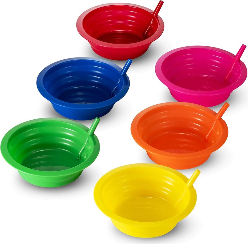 JoyServe Cereal Bowls with Straws for Kids - (Set of 6 - 20-Ounce Bowls) BPA-Free Plastic Reusable Built-In Straw Bowl for Kids, Children & Toddlers, Dishwasher and Microwave Safe, Includes 3 Cleaning Brushes - Image 4