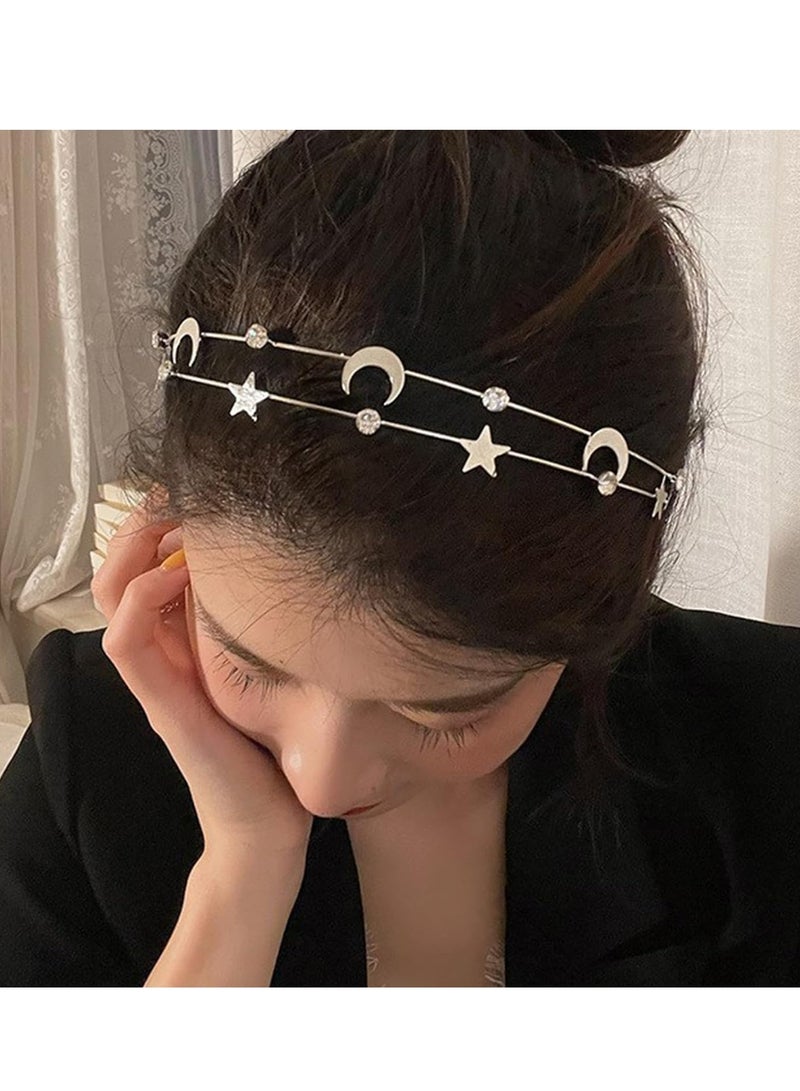 أوزيغالور 2 قطعة طوق شعر ذهبي هلالي ذهبي على شكل نجمة القمر، طوق شعر عروس زفاف على شكل هلال ذهبي - Image 4