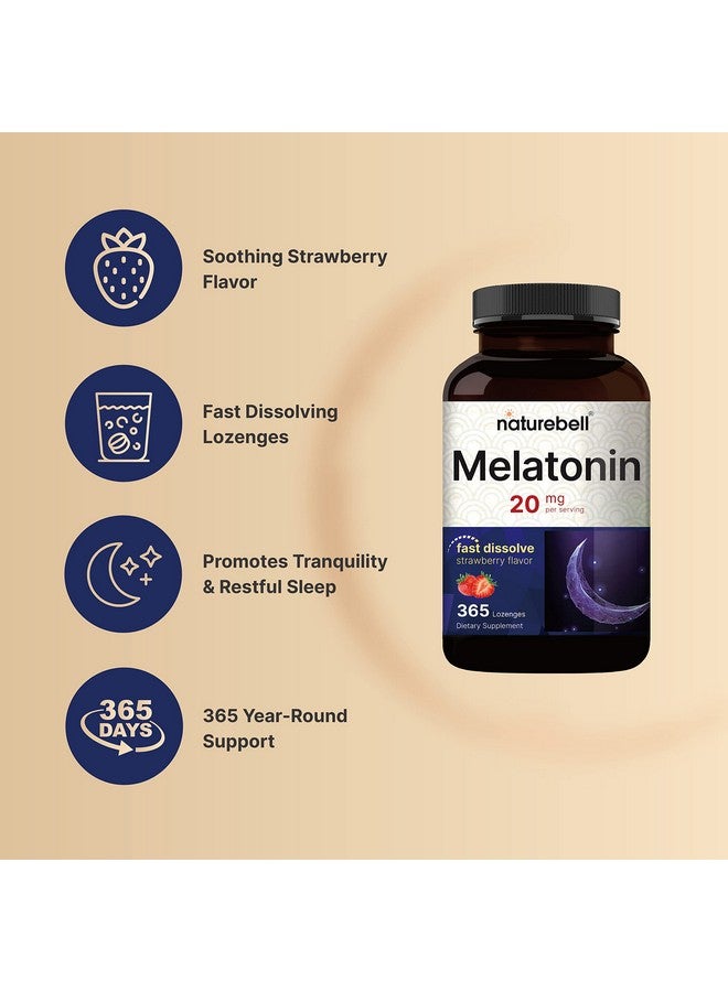 نايتشر بيل ميلاتونين ناتشر بيل ٢٠ ملغ، ٣٦٥ قرصًا سريع الذوبان - بنكهة الفراولة الطبيعية - أقراص مضغ نباتية، تكفي لمدة عام، عالية الفعالية | خالية من الكائنات المعدلة وراثيًا، وخالية من الغلوتين - Image 4