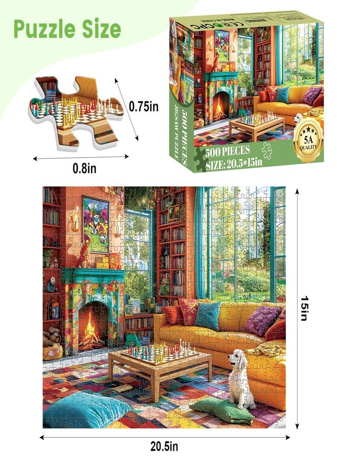VOLUVOLU 500 Pieces Chess Puzzles for Adults, Indoor Puzzle for Adults, Dog Puzzle 500 Pieces, Gift for Birthday, Home Decor, Fun for Family Entertainment (20.5 * 15 in) - Image 2