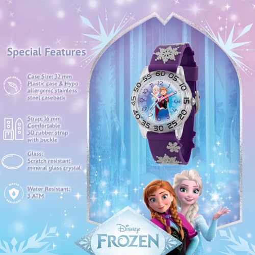 Disney Frozen Watch for Kids 3-5 – Elsa and Anna Watch with White Bezel & Purple Strap – Perfect Frozen Watches for Girls – Elsa & Anna Toys – Stylish Timepiece Young Fans 3-5 Years Old - Image 4