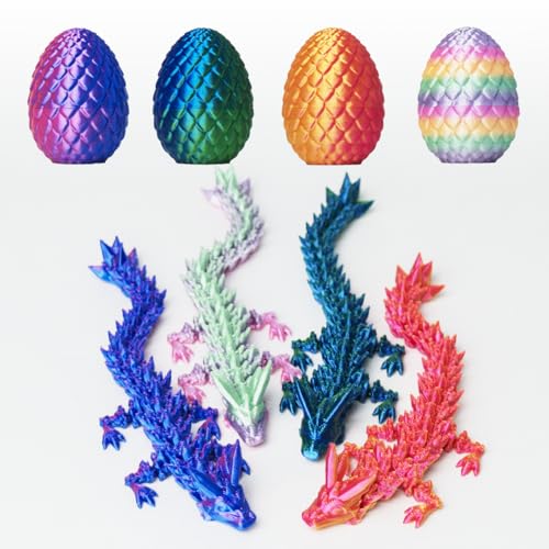 AUMEILLER 4PCS 3D Printed DragonEaster EggsEaster Basket Stuffers for TeensDragon Egg Fidget ToyEaster Gifts for Kids and Adults - Image 1