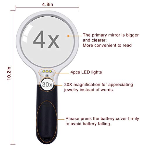 ADTALA 3 LED Light 45x Handheld Magnifier Illuminated Reading Magnifying Glass Lens Jewelry Loupe Ideal for Reading, Crafts, Hobby, Black and White Stitching - Image 4