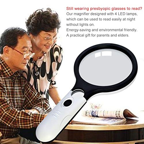 ADTALA 3 LED Light 45x Handheld Magnifier Illuminated Reading Magnifying Glass Lens Jewelry Loupe Ideal for Reading, Crafts, Hobby, Black and White Stitching - Image 2