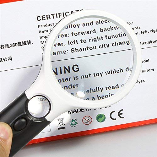 ADTALA 3 LED Light 45x Handheld Magnifier Illuminated Reading Magnifying Glass Lens Jewelry Loupe Ideal for Reading, Crafts, Hobby, Black and White Stitching - Image 3