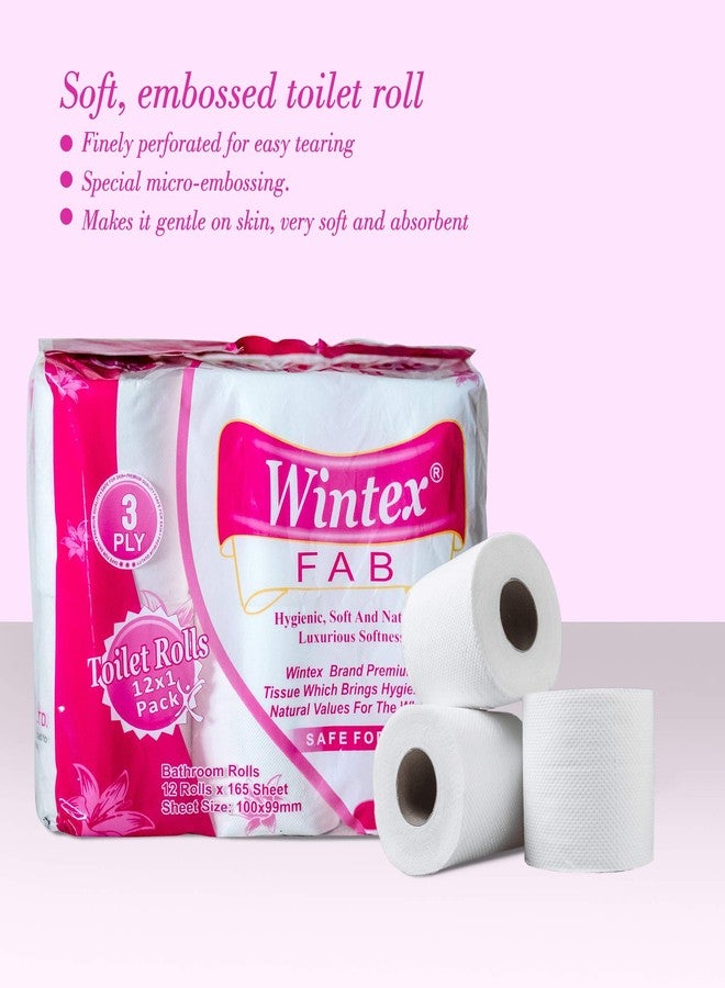 Wintex FAB 3 Ply Toilet Bathroom Paper Rolls (Total 12 Rolls) - Image 5